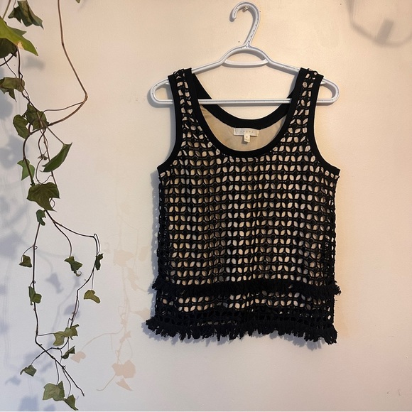Adiva Black and Cream Lace Overlay Tank - Picture 1 of 5